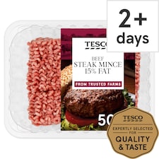 Tesco Beef Steak Mince 15% Fat 500G